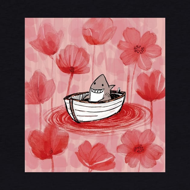 AI generated floral lake shark on boat by Catbrat